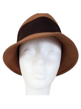 HELEN WELSH Tan & Brown 100% Lana Laine Wool Hat - Women's M